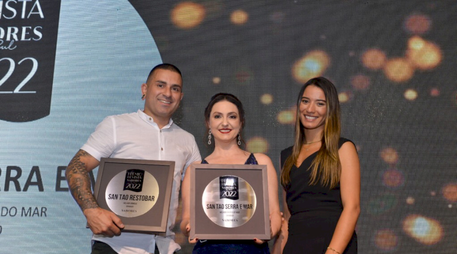 San Tao Restobar e San Tao Serra e Mar recebem prêmios de melhor bar de drinks, melhor restaurante de frutos do mar e melhor chef pela Revista Sabores do Sul