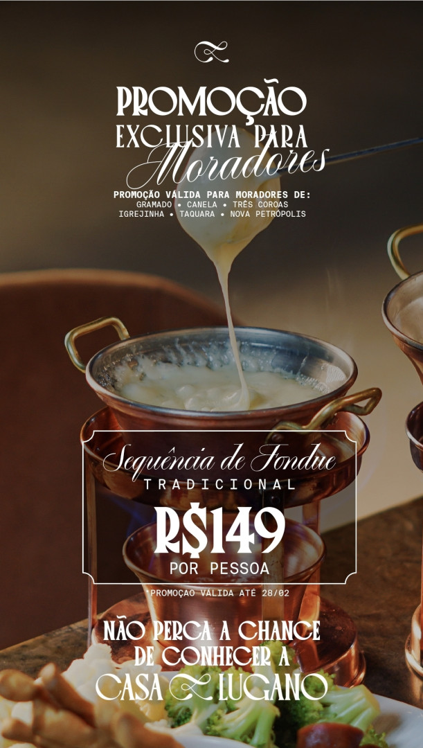 Casa Lugano lança promoção exclusiva de fondue para moradores da região