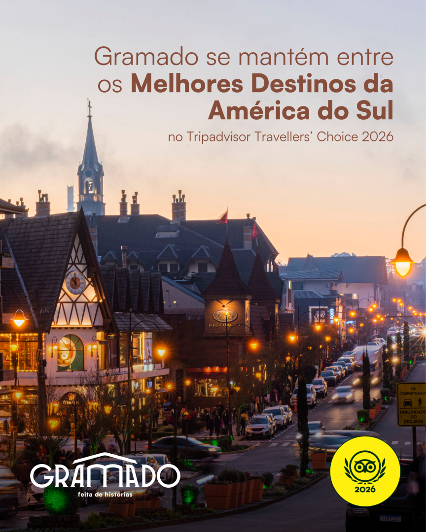Gramado se mantém entre os Melhores Destinos da América do Sul no Travellers Choice 2026