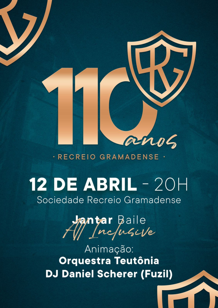 Sociedade Recreio Gramadense celebra 110 anos com jantar-baile histórico em abril